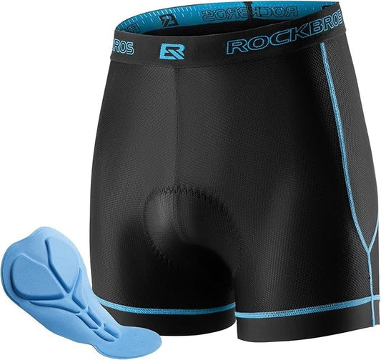 ROCKBROS Men's Cycling Shorts with 4D Seat Padding Breathable Cycling Underwear Padded Bicycle Underwear Short Elastic MTB Road Bike M-3XL