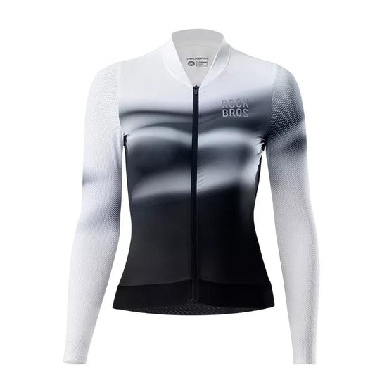 ROCKBROS Women's Cycling Jersey Long Sleeve Gradient Color MTB Cycling Jersey Breathable