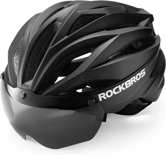 ROCKBROS Adult Bicycle Helmet with Visor Magnetic Removable Breathable Adjustable for Men and Women 58-62cm