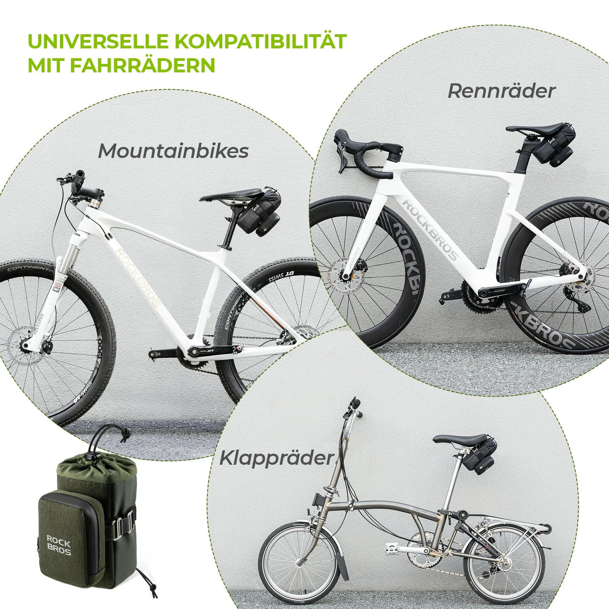 ROCKBROS Fahrrad Satteltasche mit Flaschenhalter und 0,3L Mini Tragbare Fahrradsatteltasche