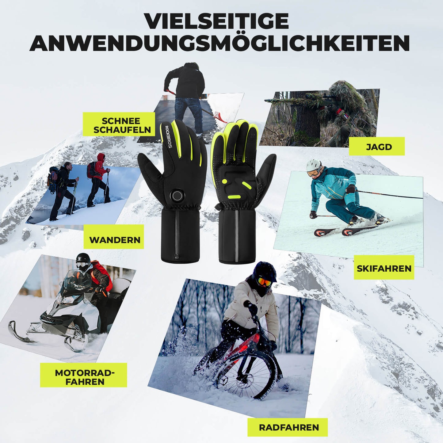 Winter Heated Cycling Gloves Touchscreen Gloves M-2XL ROCKBROS