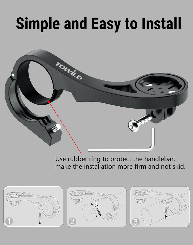TOWILD AS90 Bicycle Handlebar Flashlight Mount Extension Bracket for Bike Computer Light and GoPro GARMIN XOSS iGPSport