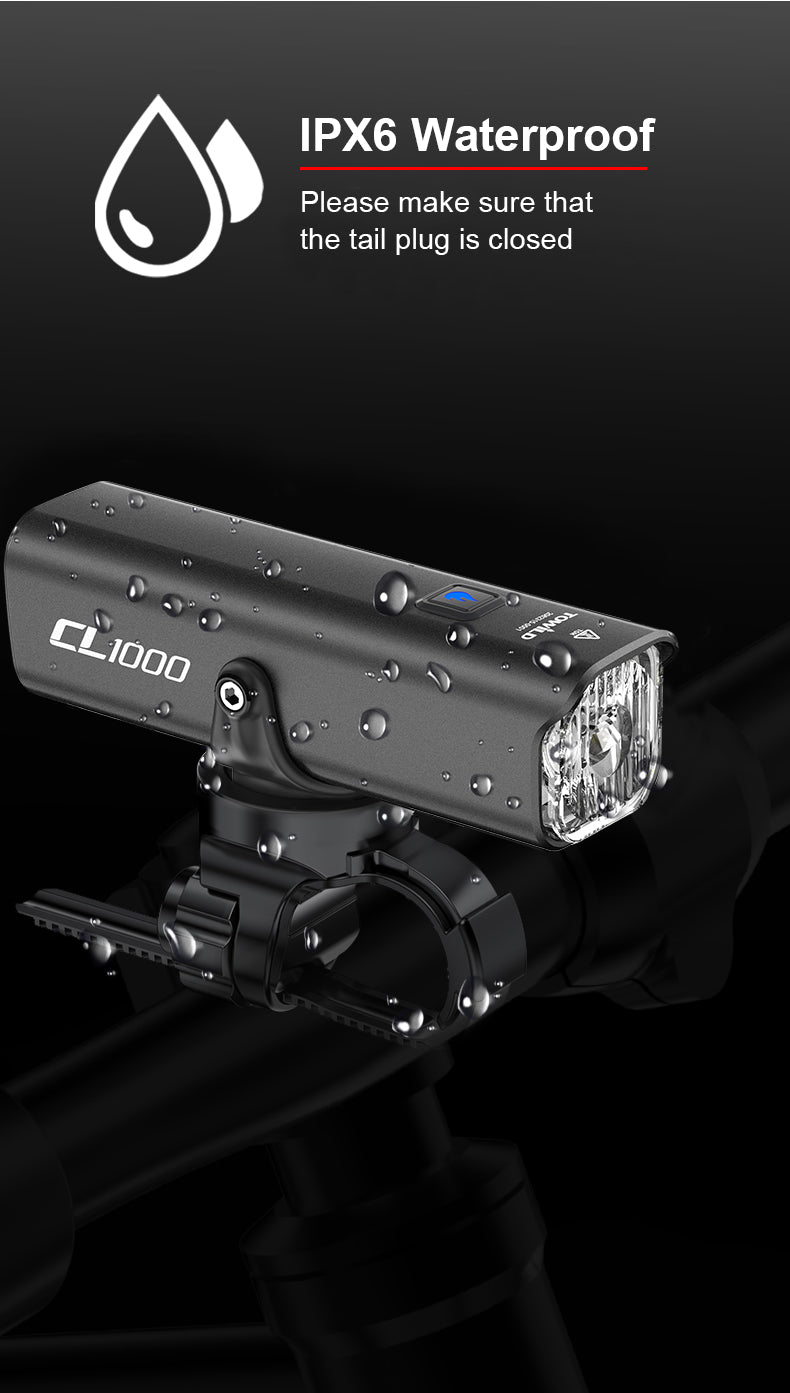 TOWILD CL1000 Bike Light for Night Riding Compatible with Garmin/GoPro Mount 1000 Lumen Bright Bicycle Headlight 4000mAh Battery Waterproof Bike Light for Commuters