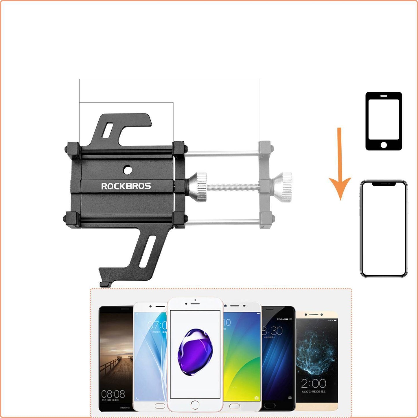 Bicycle/Motorcycle Phone Mount with 360° Rotation Clip ROCKBROS