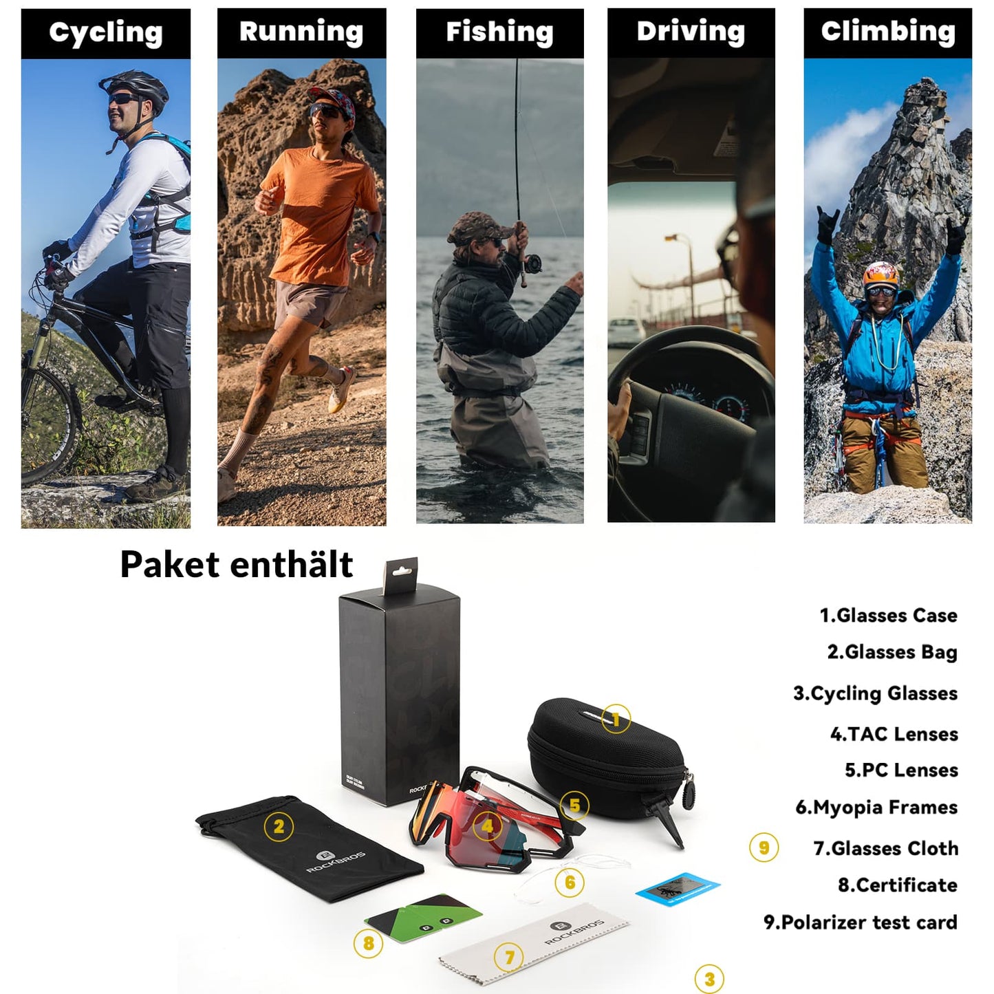 Cycling glasses 2-in-1 sports glasses polarized & photochromic ROCKBROS