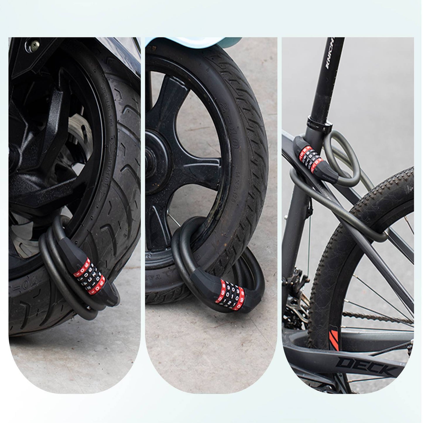 Bicycle lock with 5-digit combination lock made of PVC and steel ROCKBROS