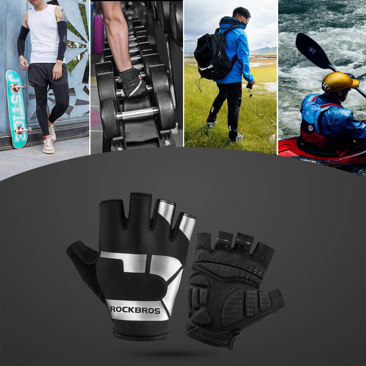 Spring and autumn sport riding gloves, anti-slip and reflective, ROCKBROS