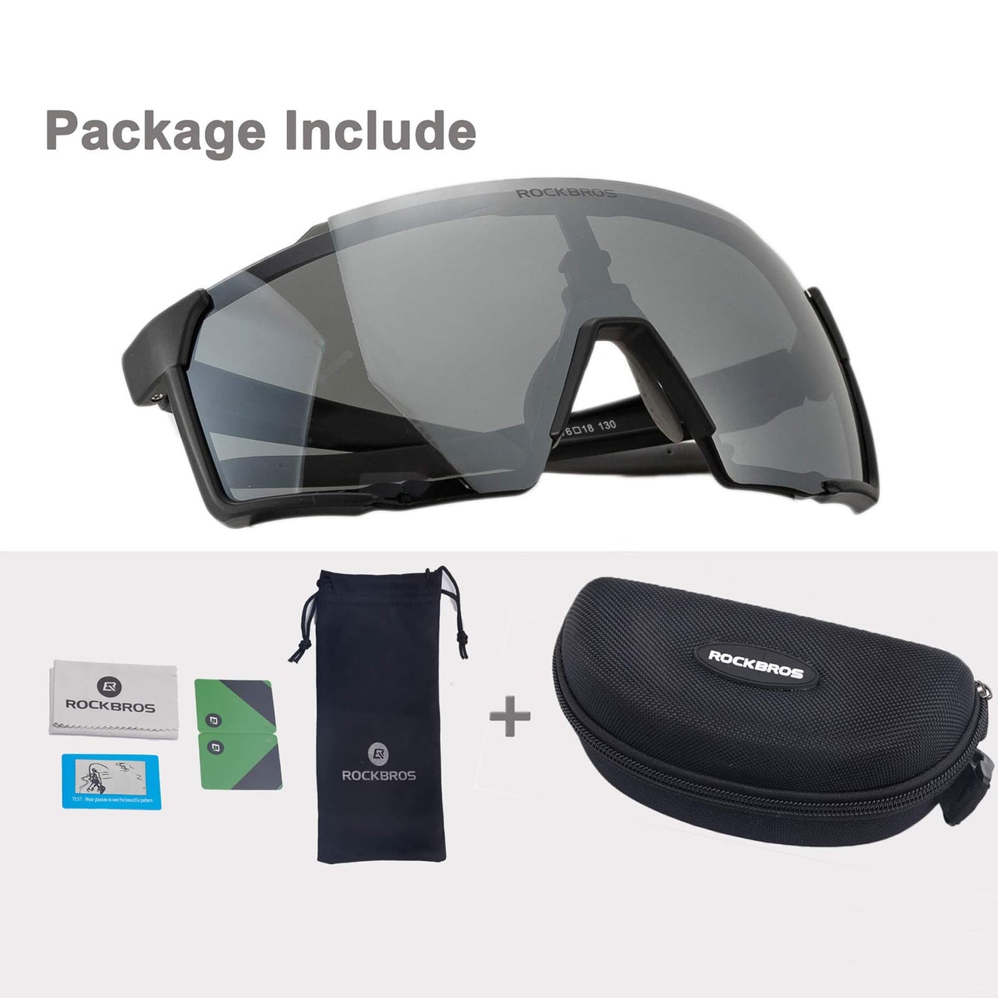 Polarized sunglasses, cycling glasses for outdoor sports, black, ROCKBROS