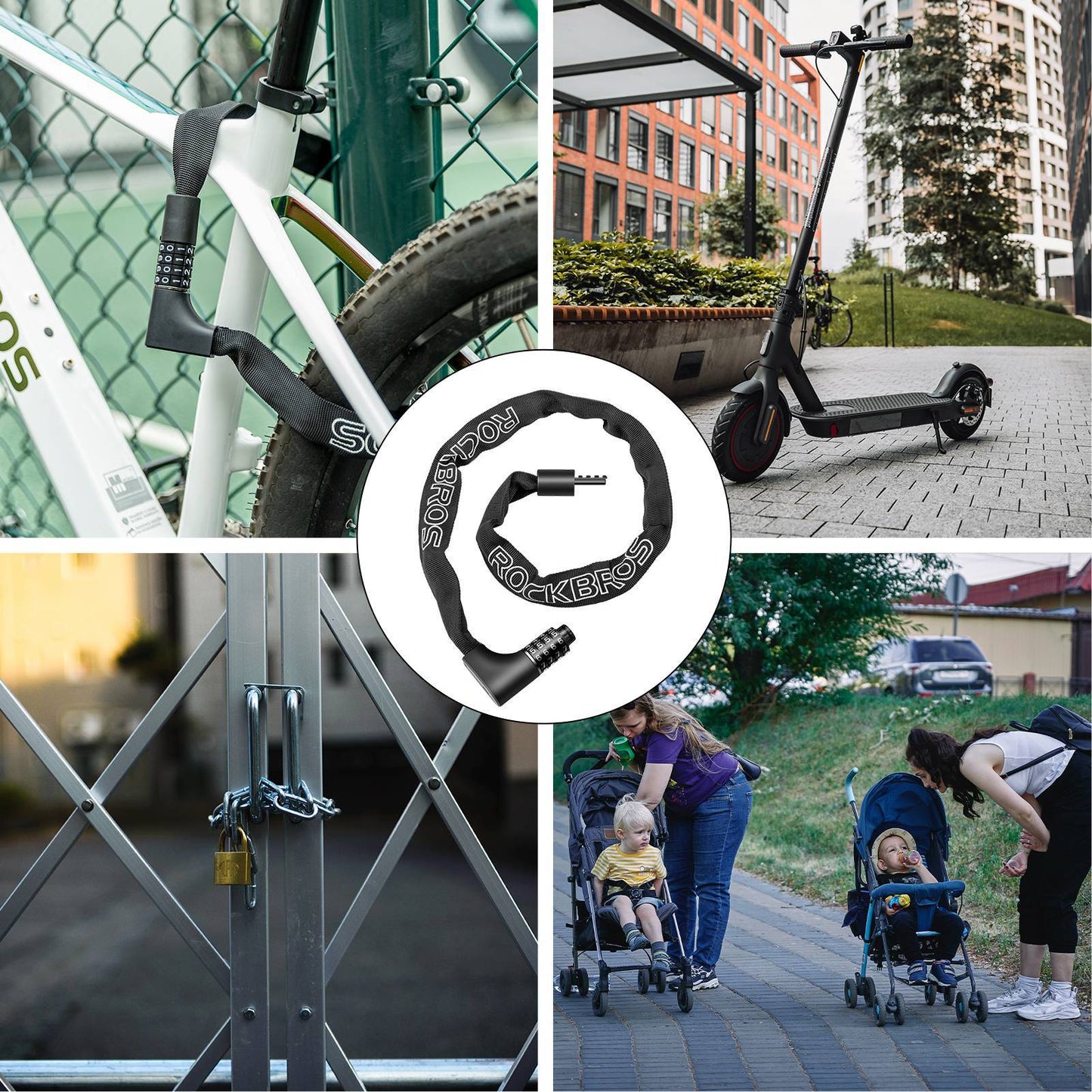 Combination lock with 4-digit code, 96 cm long, ROCKBROS