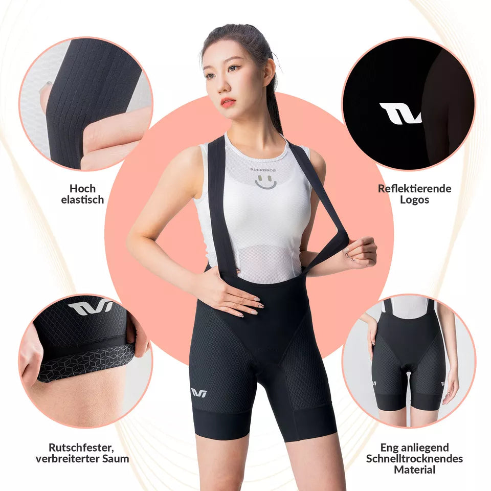 ROCKBROS TVI women's padded road bike bib shorts with straps