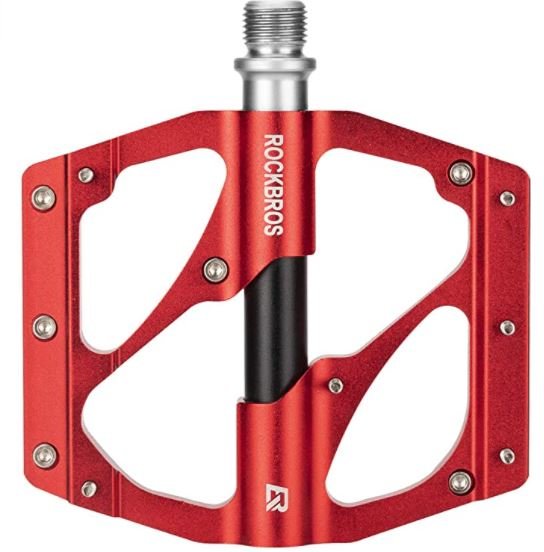 ROCKBROS 2020-12B Aluminum Bike Pedals MTB 9/16 inch Black/Red