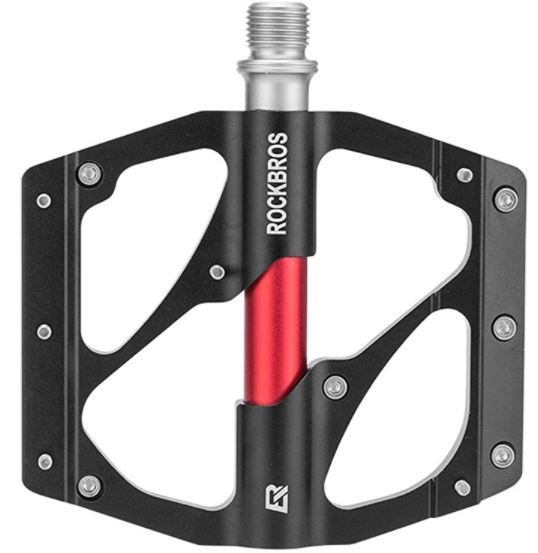 ROCKBROS 2020-12B Aluminum Bike Pedals MTB 9/16 inch Black/Red