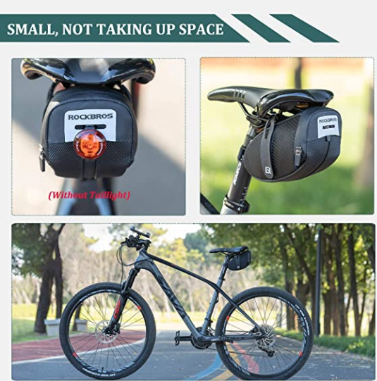 ROCKBROS B74 Saddlebags with Rear Light Holder Bike Seat Bag Black