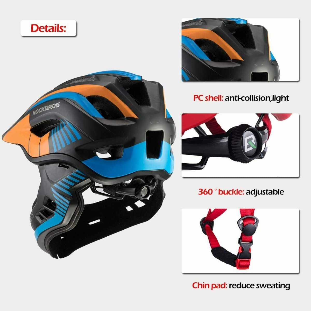ROCKBROS Kids helmet TT-32S removable chin guard