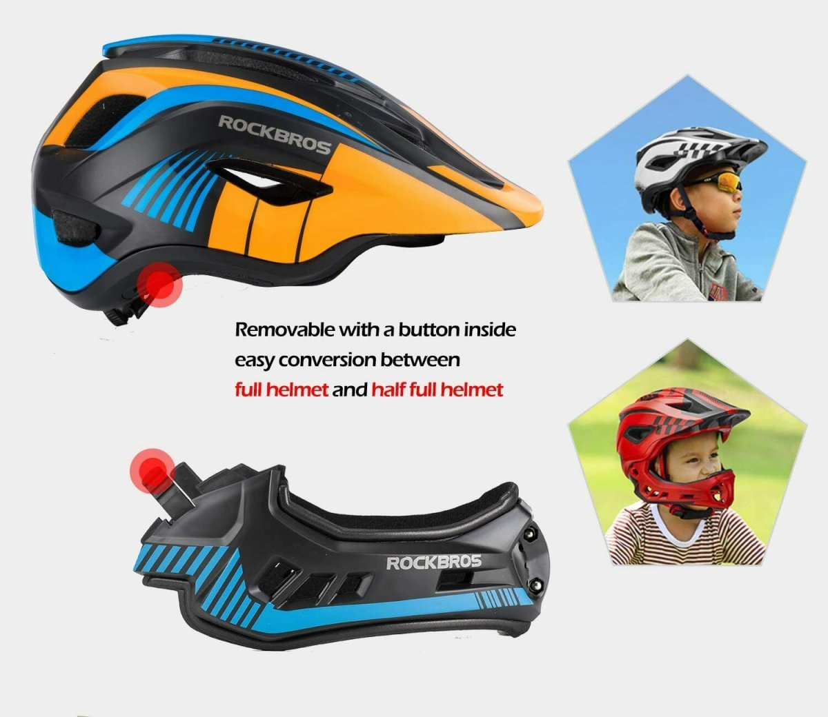 ROCKBROS Kids helmet TT-32S removable chin guard
