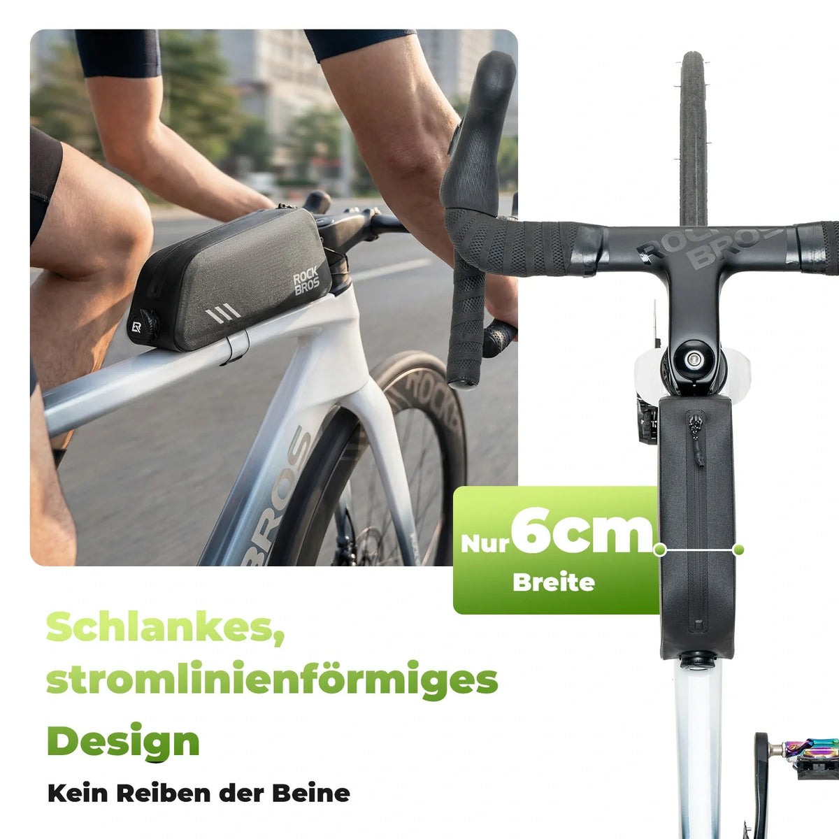 ROCKBROS 0,9L Fahrrad Oberrohrtasche Wasserdicht Drehverschluss