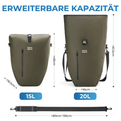 ROCKBROS 15L-20L Fahrrad Gepäckträgertasche 3-in-1