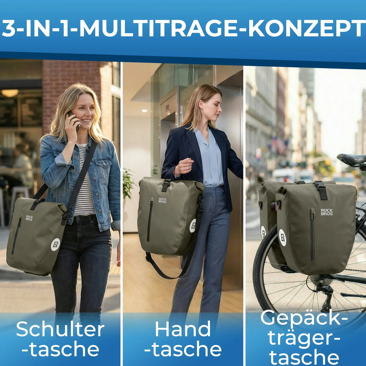 ROCKBROS 15L-20L Fahrrad Gepäckträgertasche 3-in-1