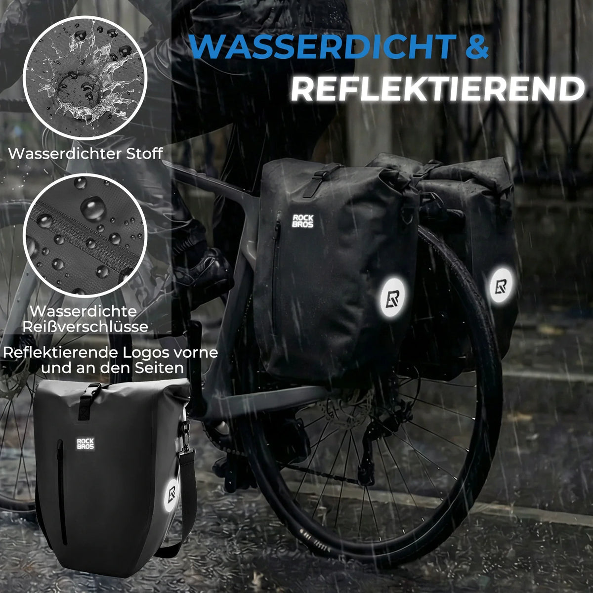 ROCKBROS 15L-20L Fahrrad Gepäckträgertasche 3-in-1
