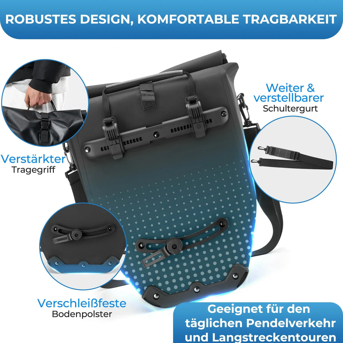 ROCKBROS 15L-20L Fahrrad Gepäckträgertasche 3-in-1