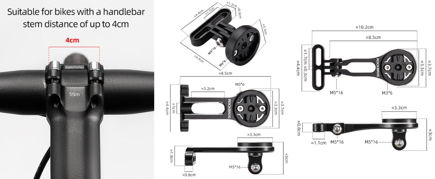 ROCKBROS bicycle computer mount for Garmin Bryton Wahoo GPS handlebar holder aluminum