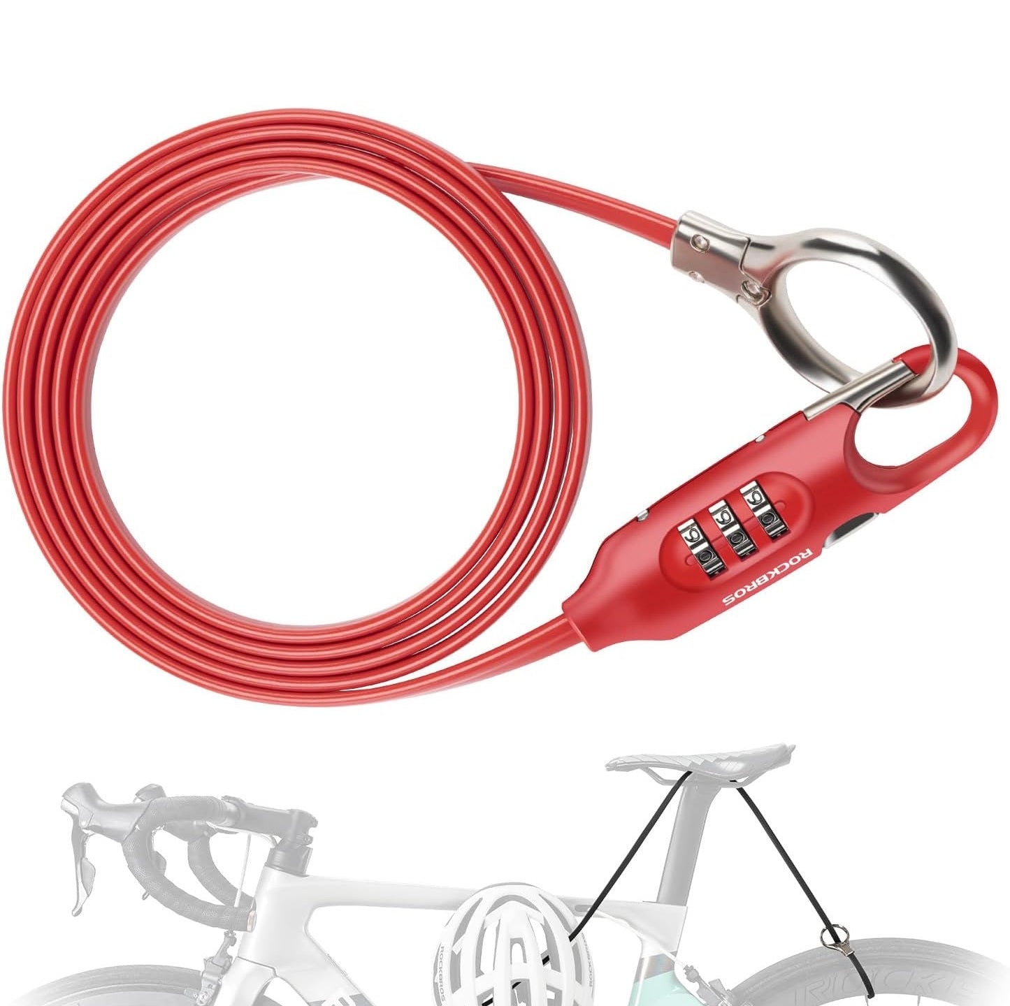 ROCKBROS bicycle lock cable lock 150cm with number code anti-theft for bicycle scooter baby stroller red / black