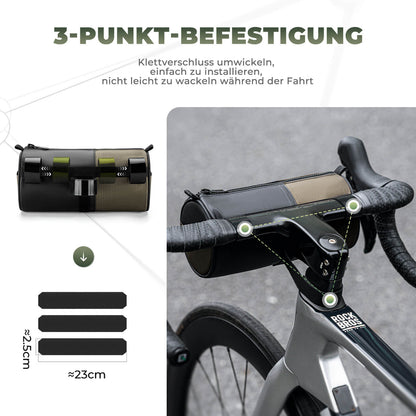 ROCKBROS cylindrical handlebar bag, 1.7L, with shoulder strap