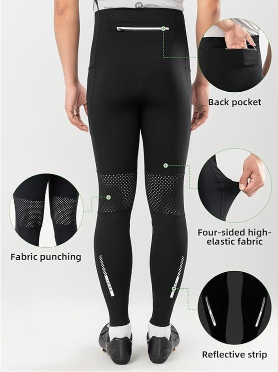 ROCKBROS long cycling trousers for men and women, cycling trousers for four seasons with 4D padding, long cycling trousers with pockets, running trousers, breathable MTB