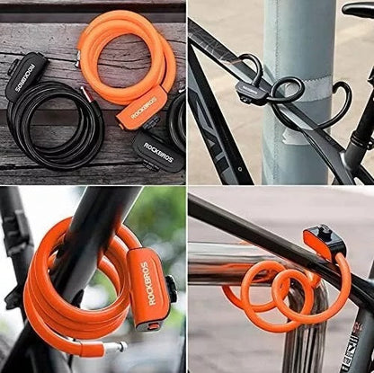 ROCKBROS bicycle lock bicycle cable lock with mounting bracket 2 keys