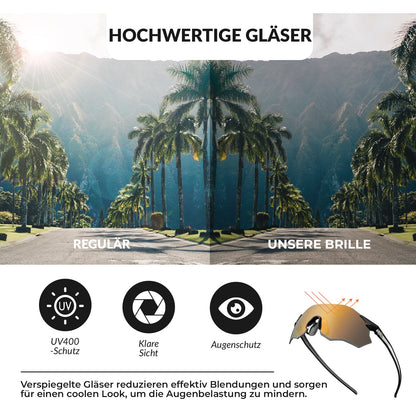 ROCKBROS Fahrradbrille Verspiegelte Gläser UV400-Schutz Ohne Rahmen -SWIFT