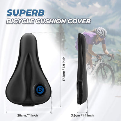 ROCKBROS Gel Saddle Cover Bicycle Saddle Gel Cover Padded Bicycle Seat with Waterproof Saddle Protector for Men and Women 28cm x 17.5cm Blue/Red