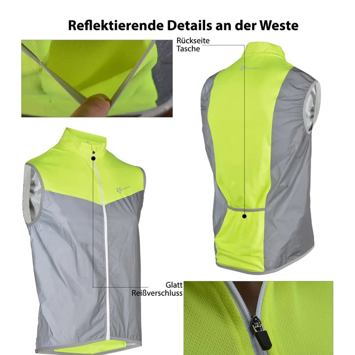 ROCKBROS Bike Vest Reflective Running Vest Windproof Breathable