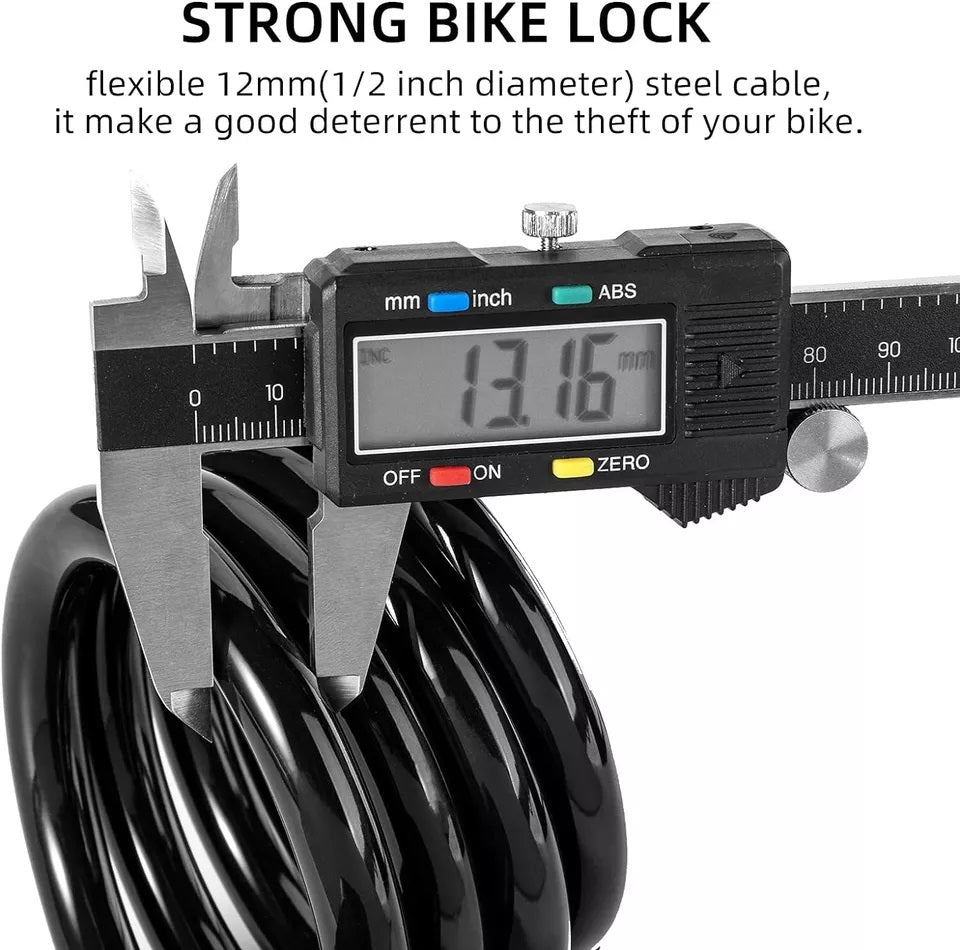 ROCKBROS bicycle lock bicycle cable lock with mounting bracket 2 keys