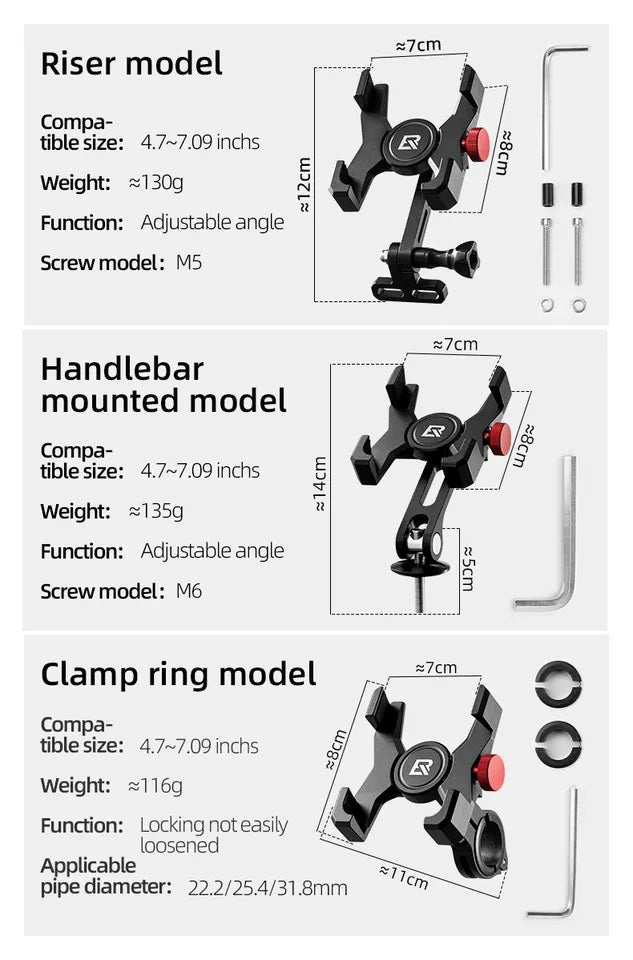 ROCKBROS bicycle mobile phone holder handlebar phone holder for smartphone 4.7-7.09 inches