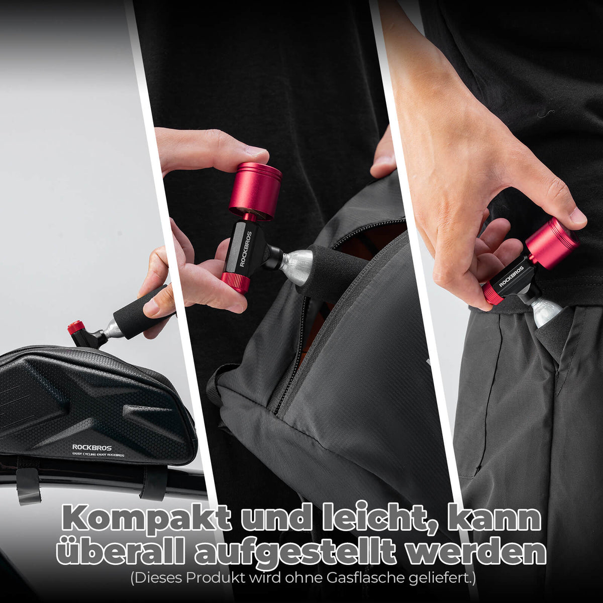 ROCKBROS CO2 Fahrradpumpe Minipumpe für Presta & Schrader Ventile