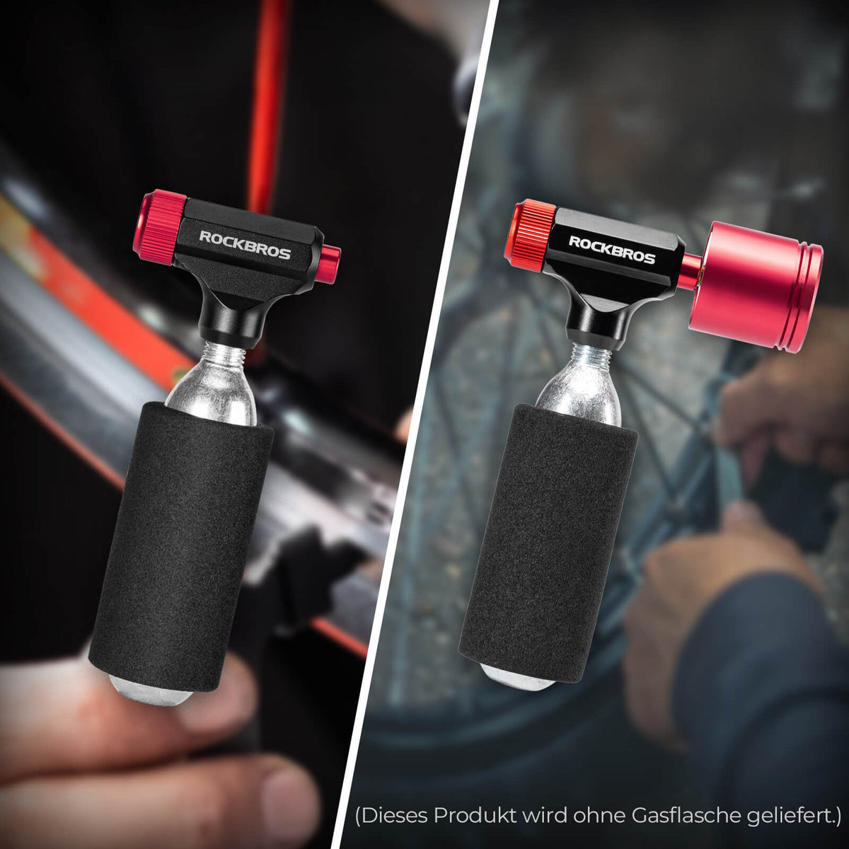 ROCKBROS CO2 Fahrradpumpe Minipumpe für Presta & Schrader Ventile