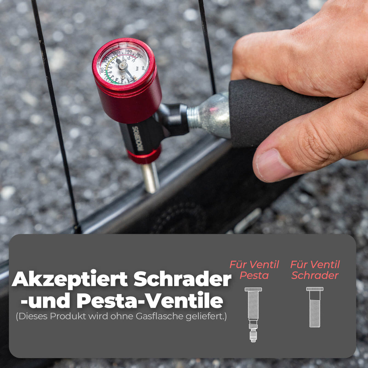 ROCKBROS CO2 Fahrradpumpe Minipumpe für Presta & Schrader Ventile