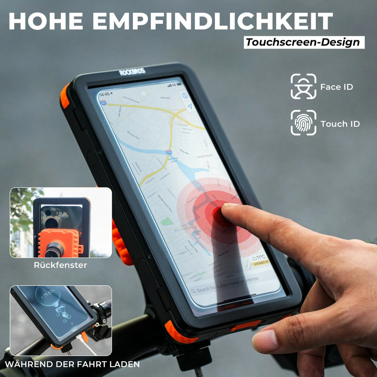 ROCKBROS Fahrrad Handyhalterung Magnetische, 4,7–6,9 Zoll Smartphones, Lenkerhalterung 22,2–31,8 mm