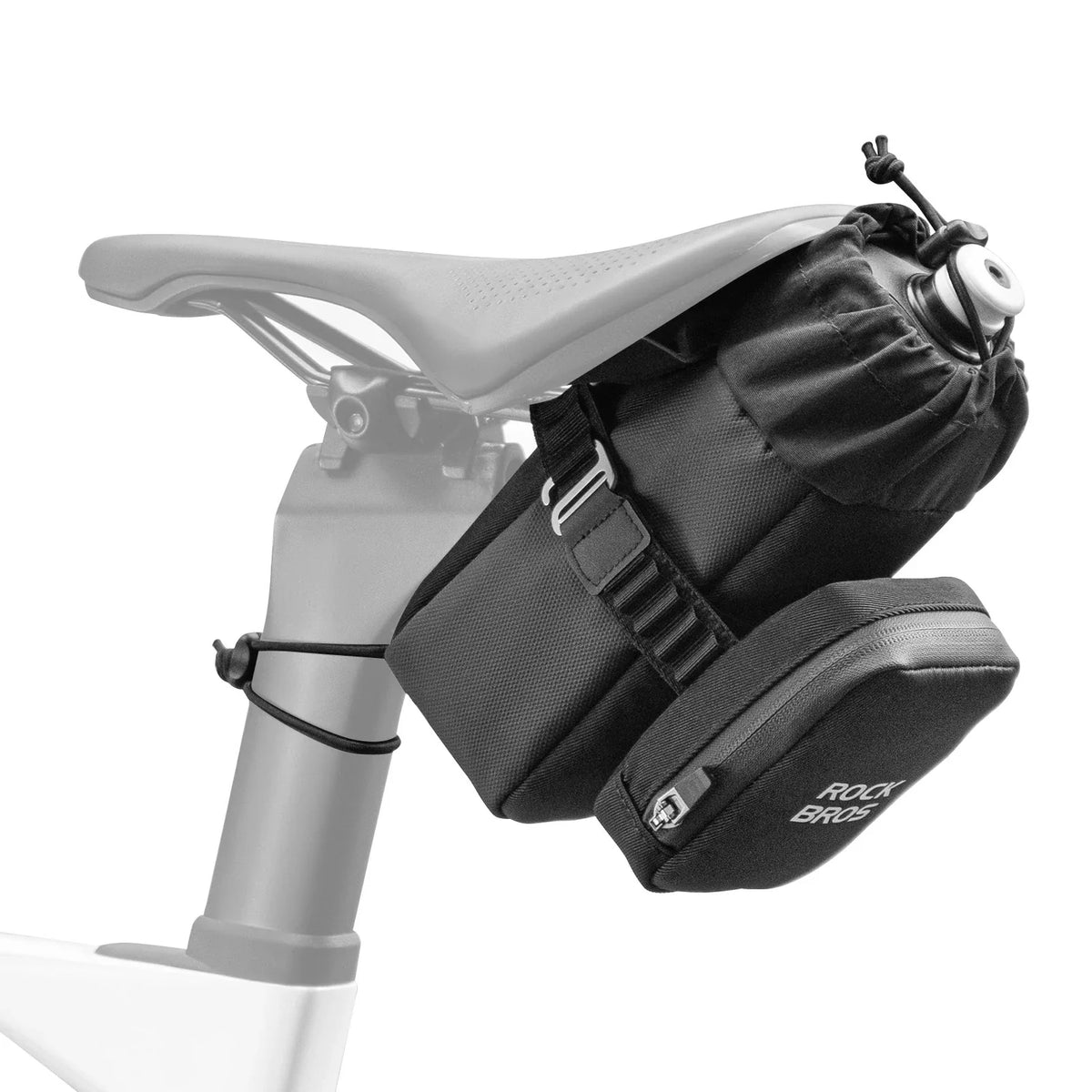 ROCKBROS Fahrrad Satteltasche mit Flaschenhalter und 0,3L Mini Tragbare Fahrradsatteltasche