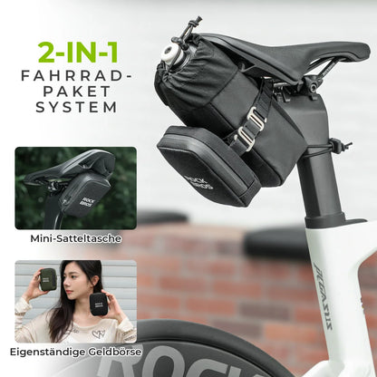 ROCKBROS Fahrrad Satteltasche mit Flaschenhalter und 0,3L Mini Tragbare Fahrradsatteltasche
