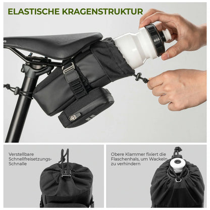 ROCKBROS Fahrrad Satteltasche mit Flaschenhalter und 0,3L Mini Tragbare Fahrradsatteltasche