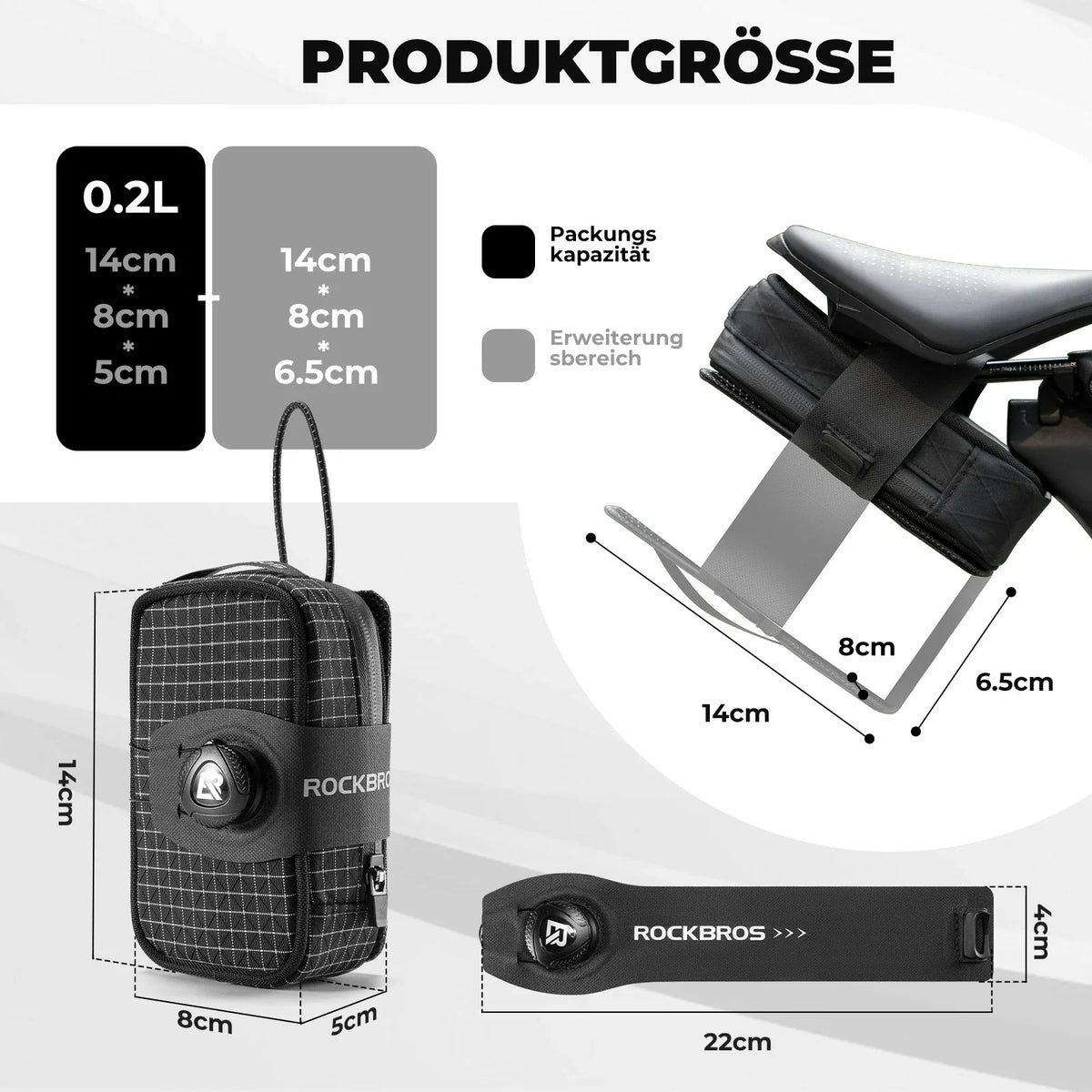 ROCKBROS Fahrrad Satteltaschen mit Drehverschluss System, Wasserabweisend und Reißfeste