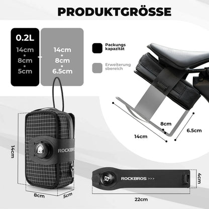 ROCKBROS Fahrrad Satteltaschen mit Drehverschluss System, Wasserabweisend und Reißfeste