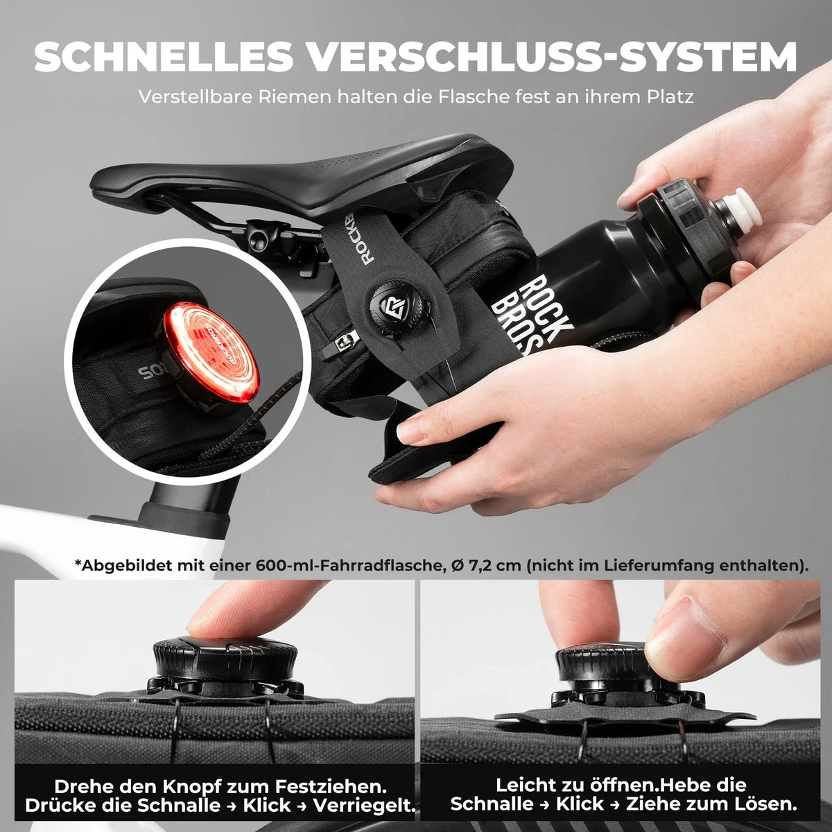 ROCKBROS Fahrrad Satteltaschen mit Drehverschluss System, Wasserabweisend und Reißfeste
