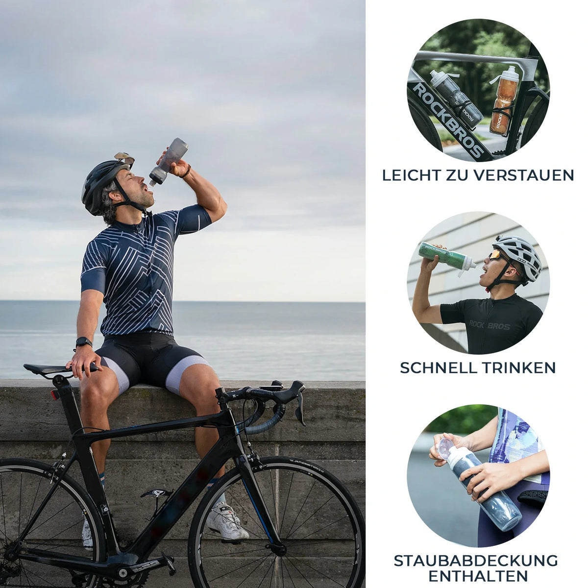 ROCKBROS Fahrrad Trinkflasche 670ML Drückbare