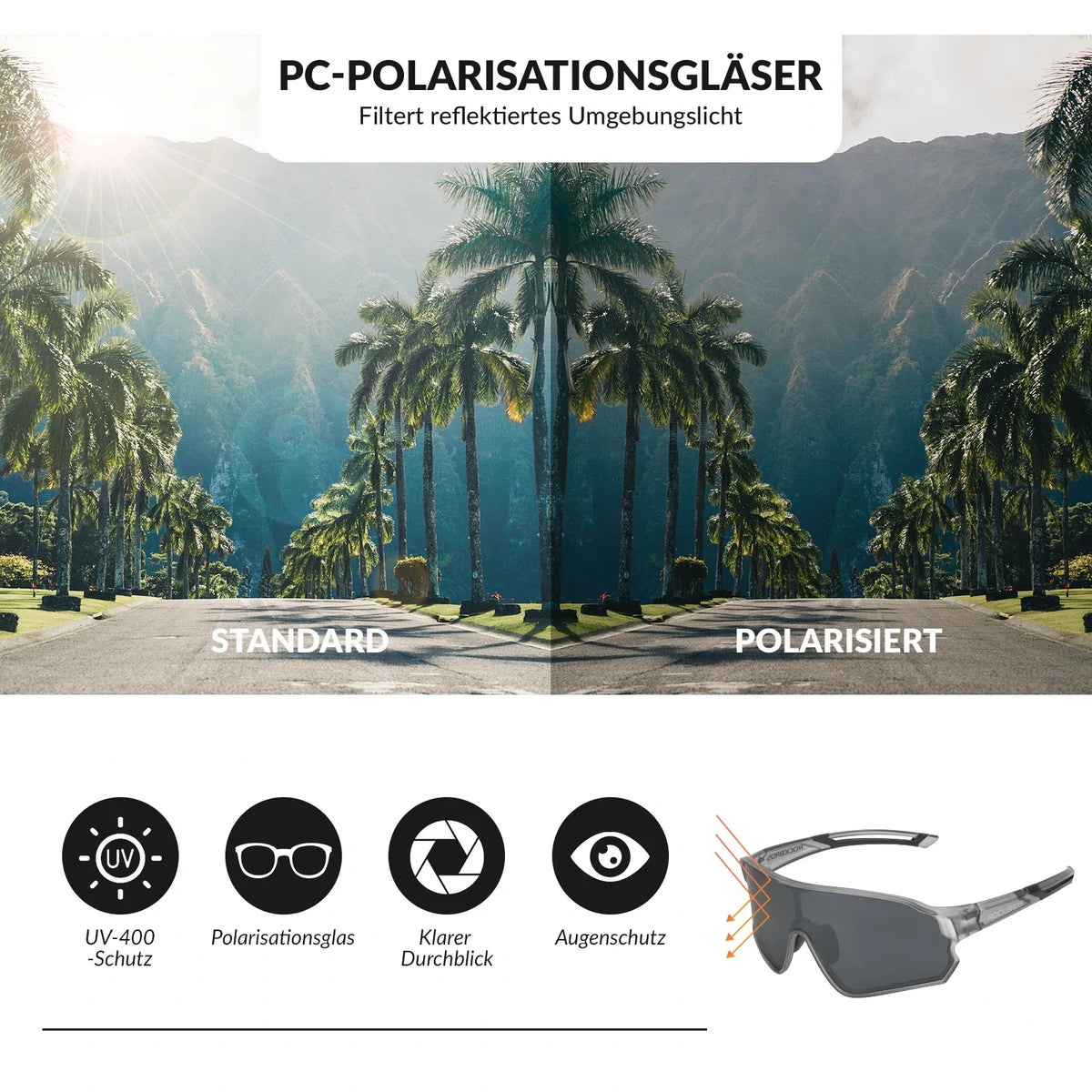 ROCKBROS Federleichte Polarisierte Fahrradbrille (UV400)