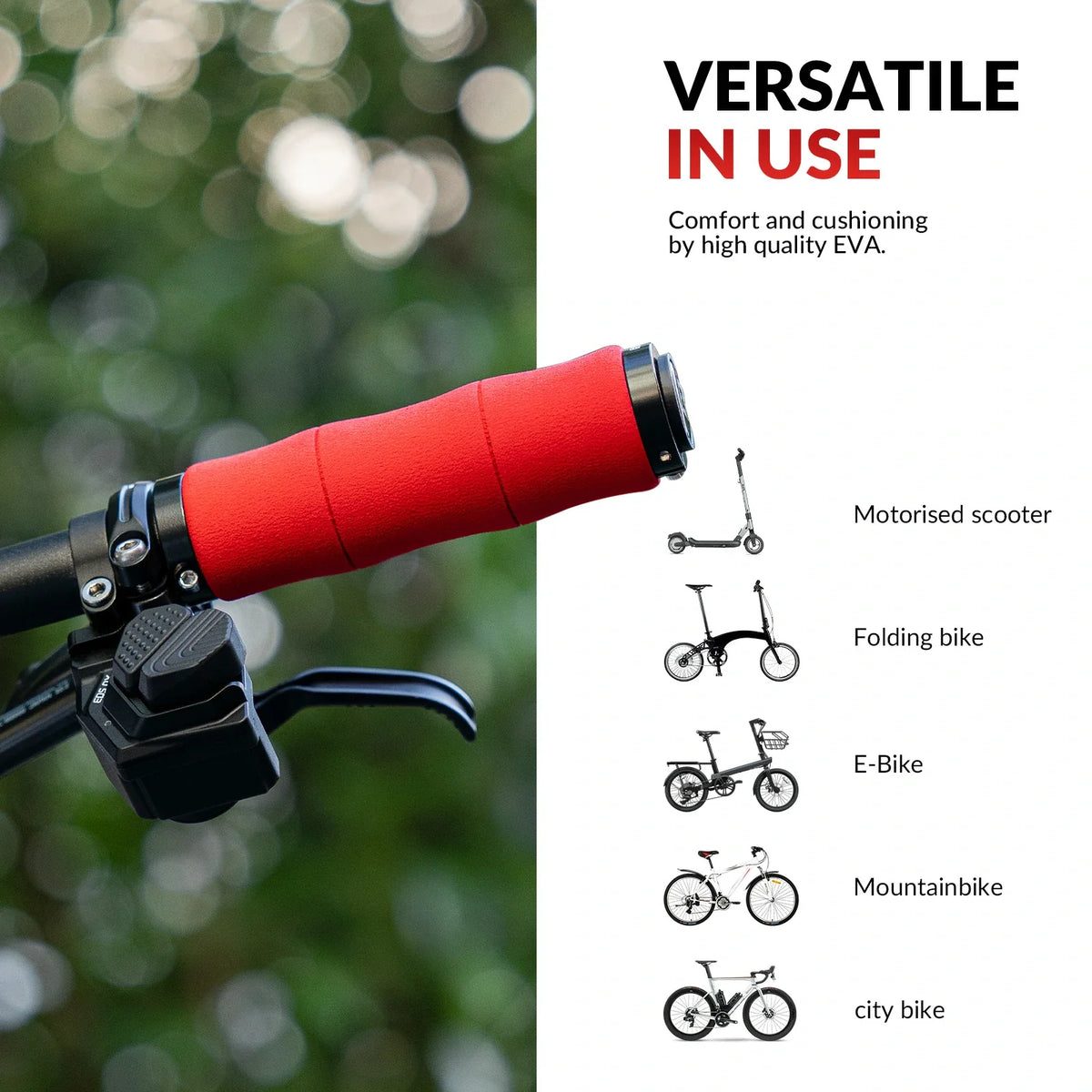 ROCKBROS Fahrradgriffe rutschfeste Eva Schwamm Fahrrad Lenkergriffe mit Aluminium 22MM