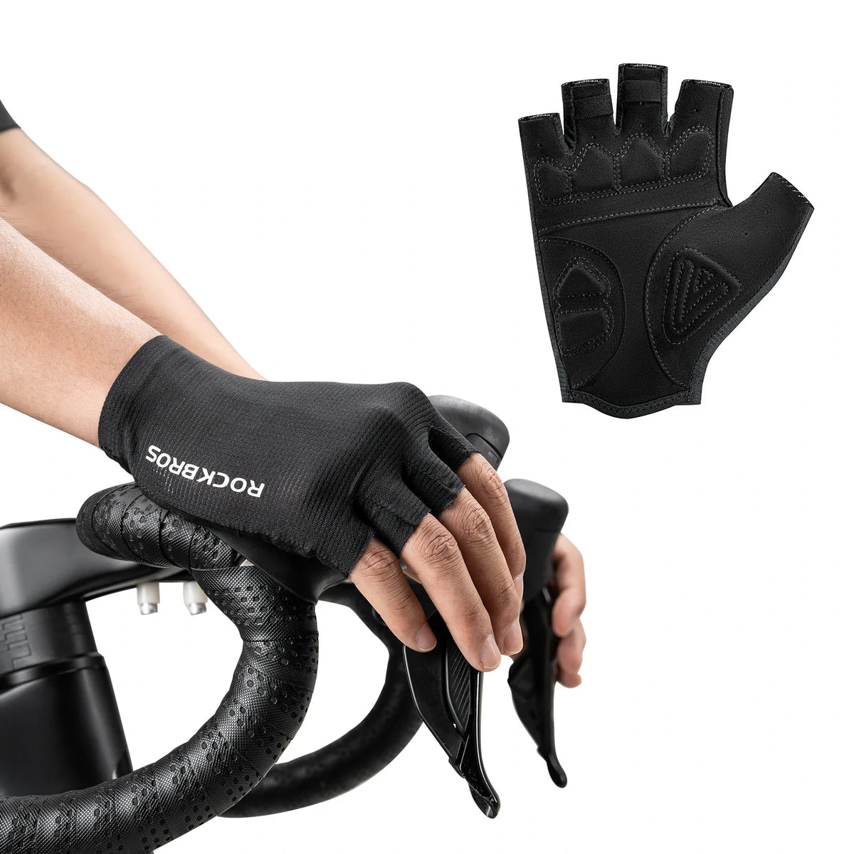 ROCKBROS Fahrradhandschuhe Halbfinger mit stoßdämpfender SBR-Polsterung - S396