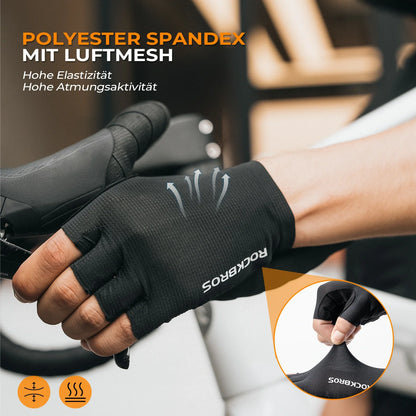 ROCKBROS Fahrradhandschuhe Halbfinger mit stoßdämpfender SBR-Polsterung - S396