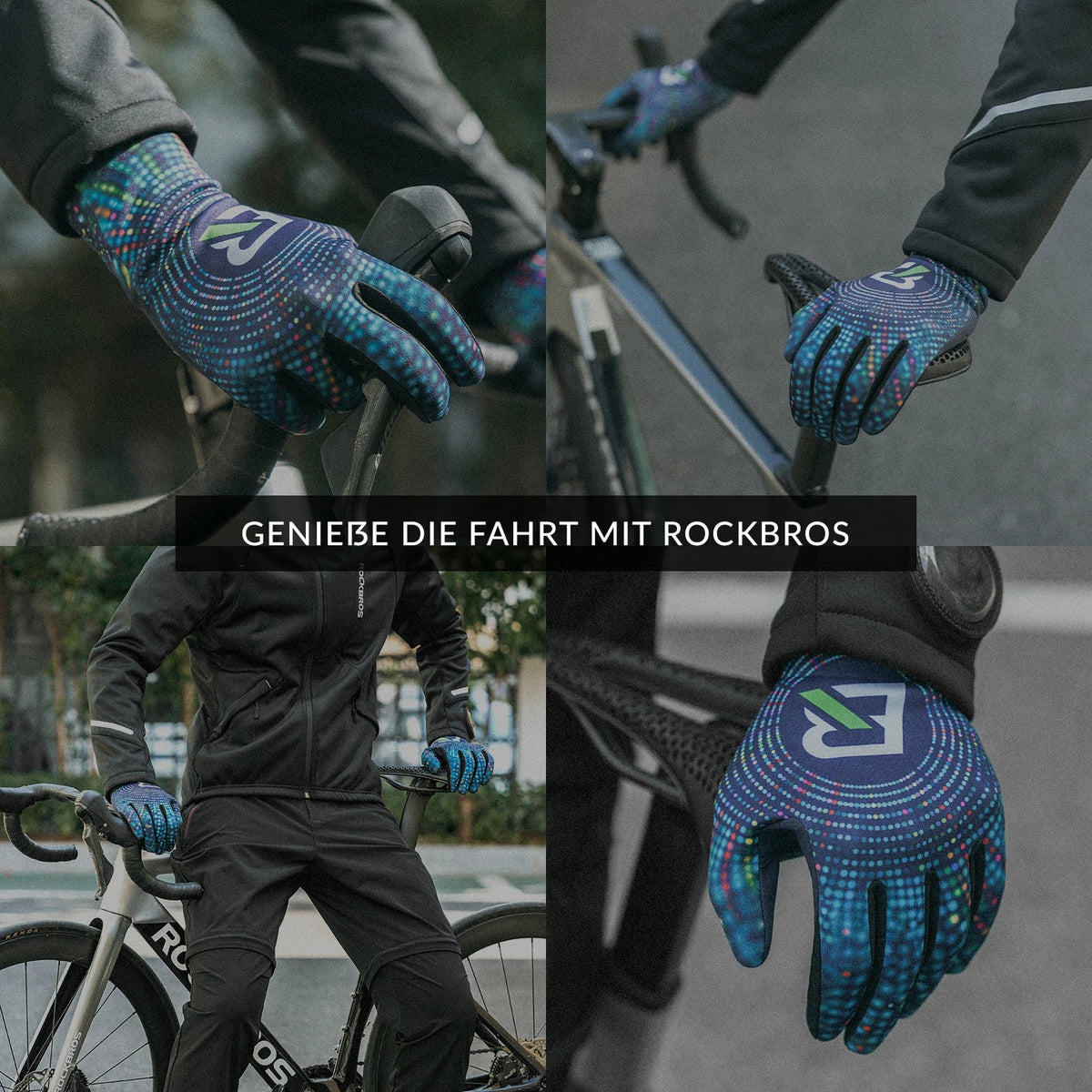 ROCKBROS Fahrradhandschuhe Herbst und Winter Vollfinger-Handschuhe Elastische Anti-Rutsch
